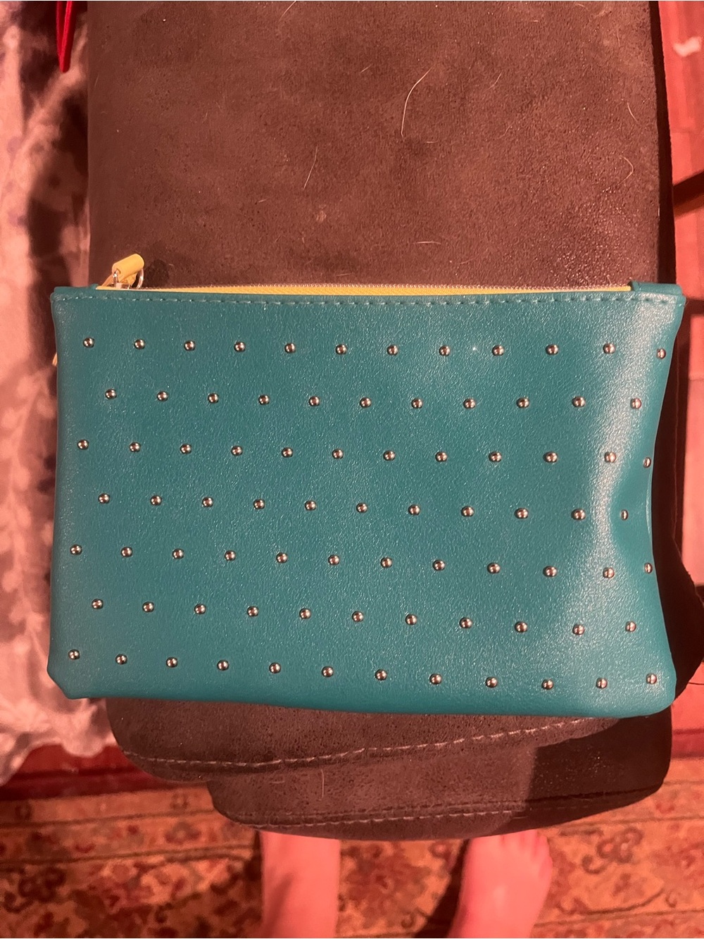 Ipsy Teal Studded Zip Pouch